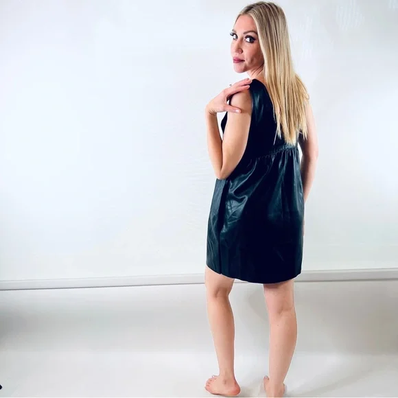 Zara Knit Black Faux Leather Sleeveless Dress - Picture 15 of 16